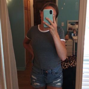 Forever 21 grey and white tee